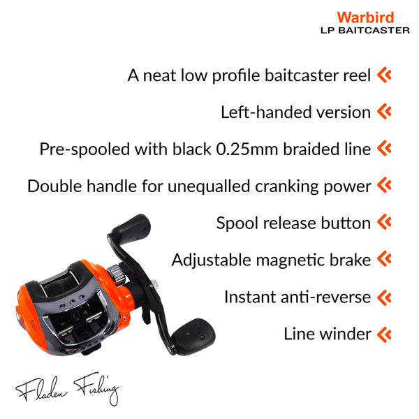 FLADEN Warbird LP Baitcaster Reel with 0.25mm braid – Left Hand