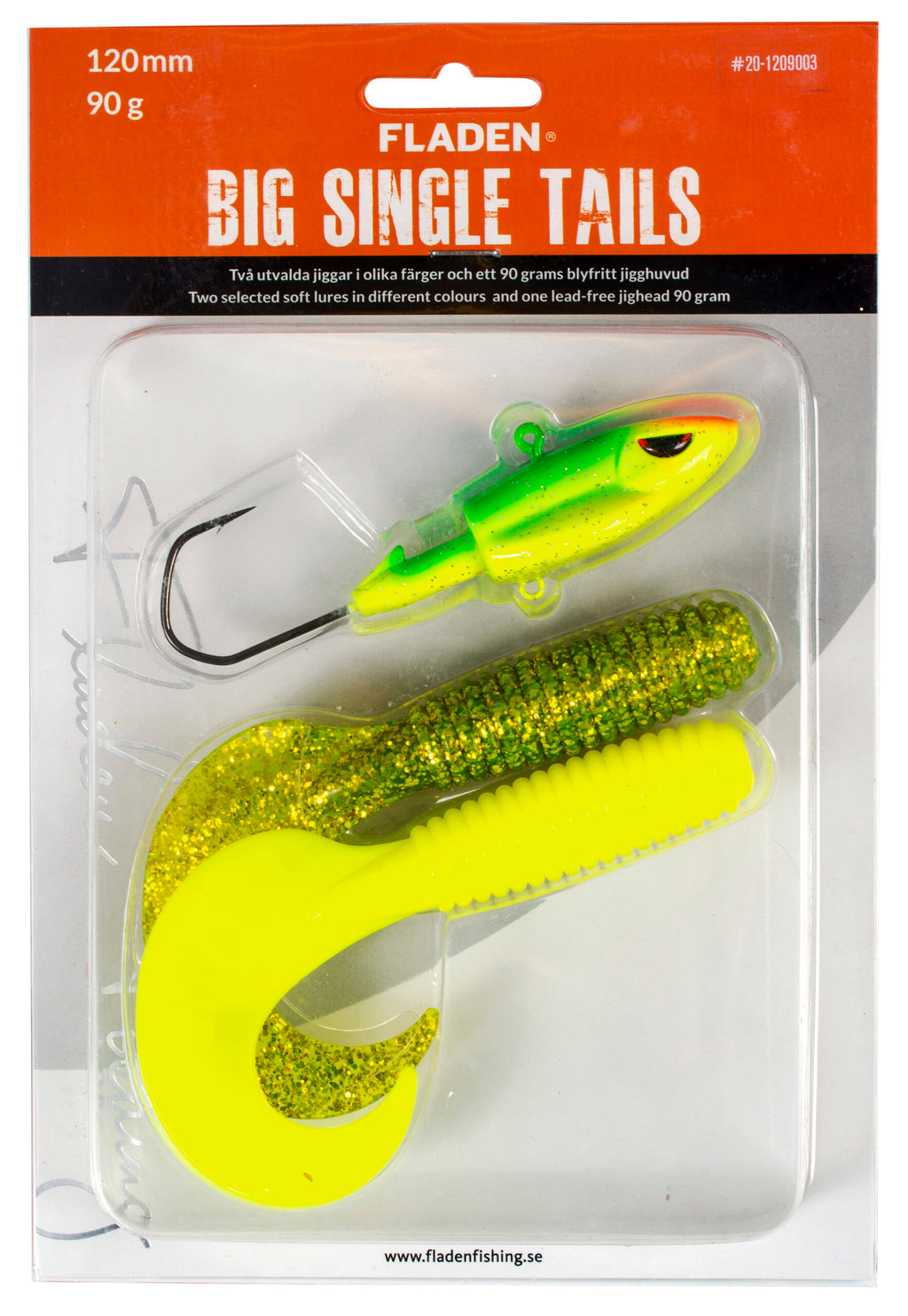 FLADEN Big Single Tail Softbait Lures Asstorted Colours with Jighead