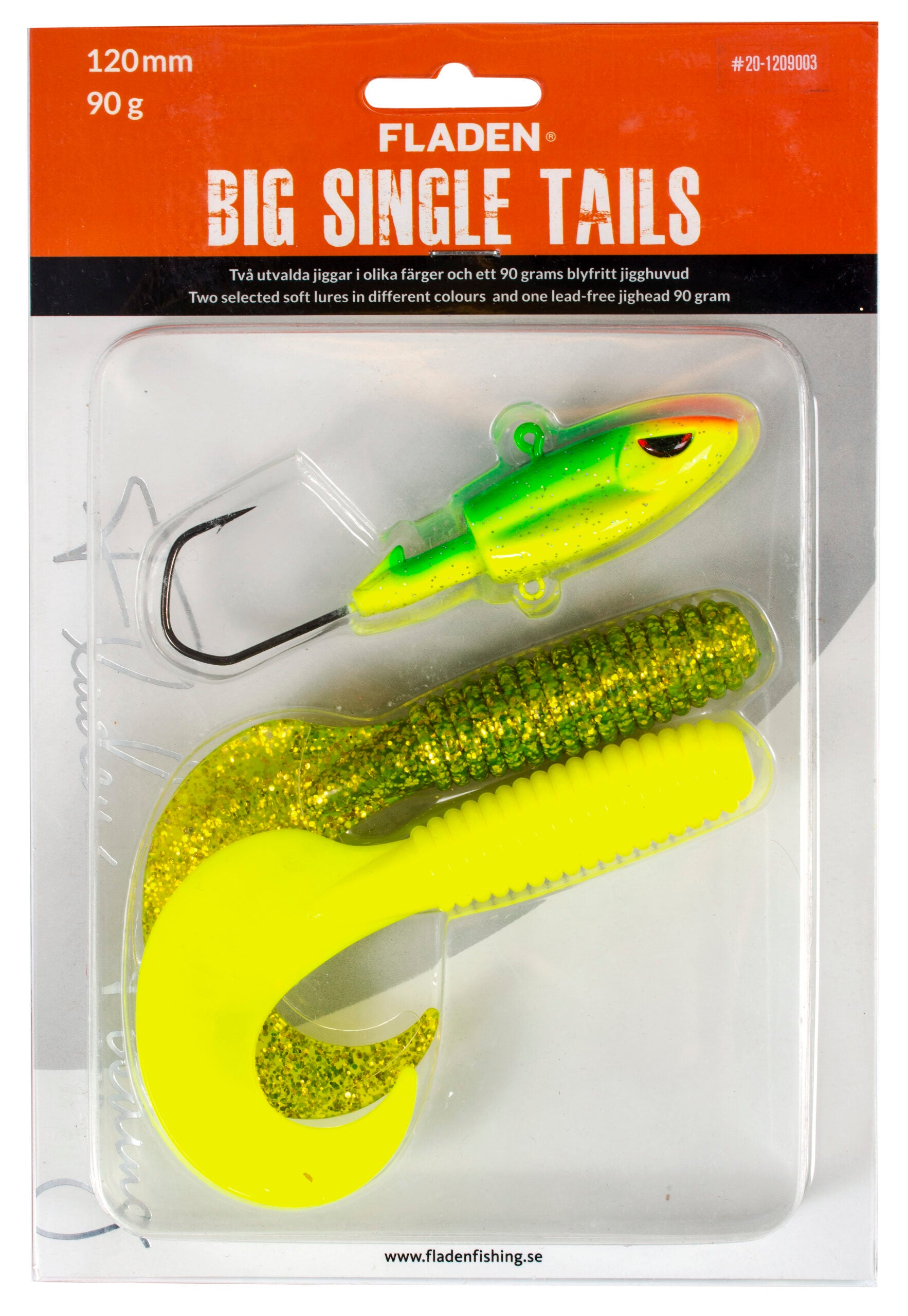 FLADEN Big Single Tail Softbait Lures Asstorted Colours with Jighead