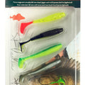 FLADEN Ribbed Shad Softbait Lures Asst – 4 x Jigtails, 2 x Non Toxic Heads