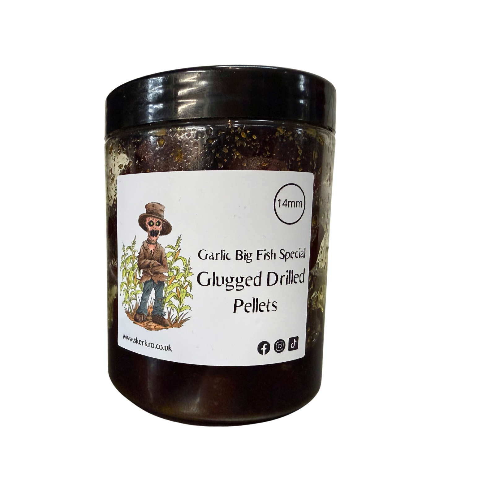 Garlic Big Fish Special glugged drilled pellets.