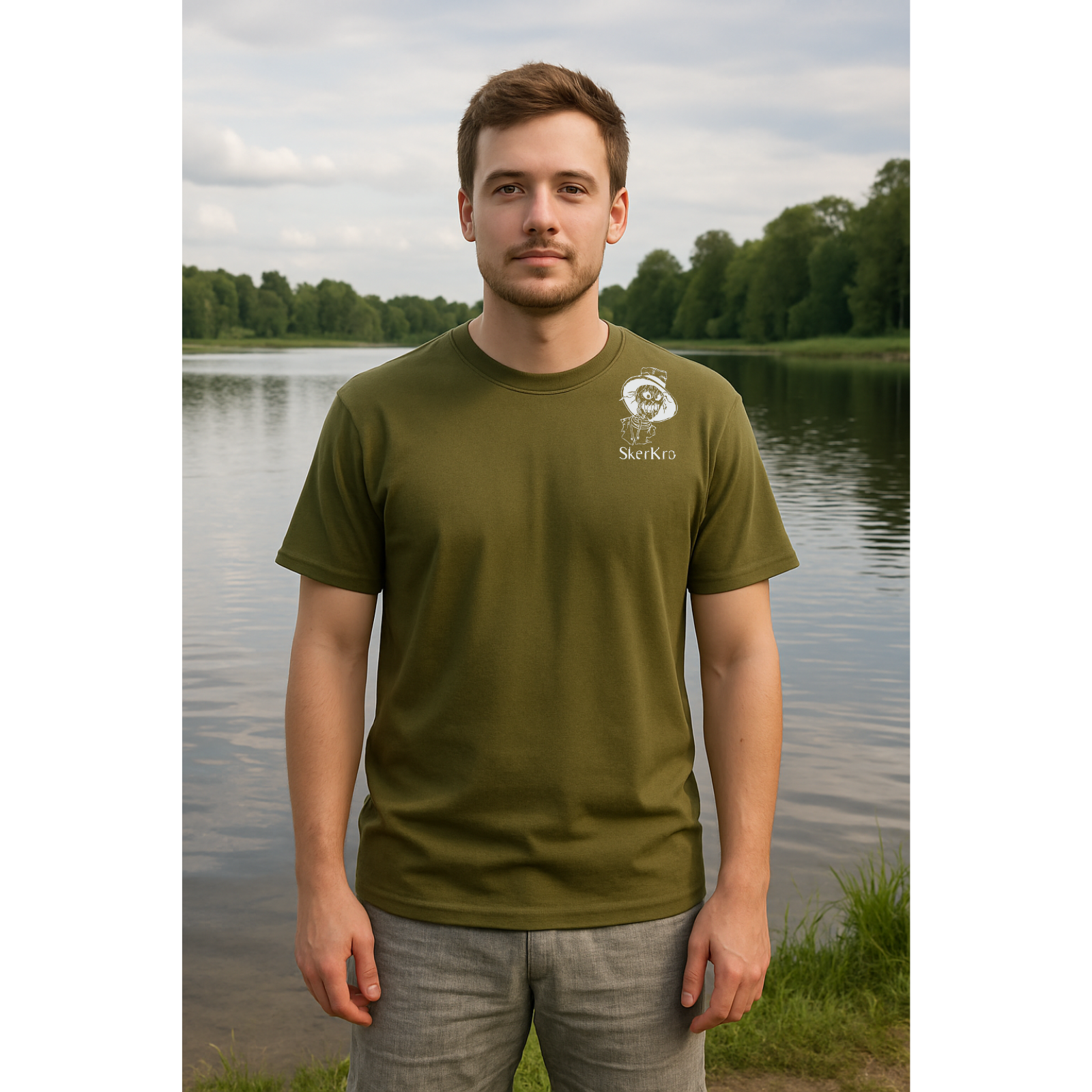 Pod T-Shirt - Green with White Image