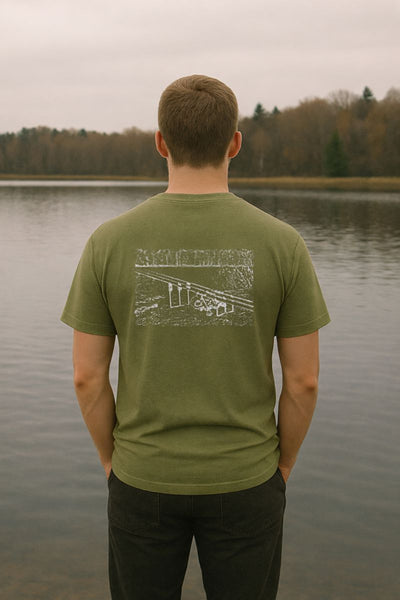 Pod T-Shirt - Green with White Image