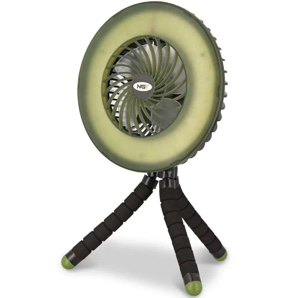 NGT Dynamic Bivvy Fan - USB Rechargable 3600mAh Fan with Light and Powerbank