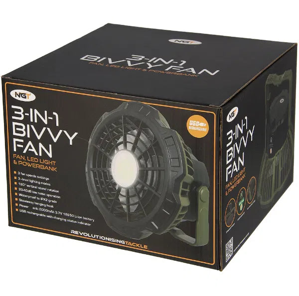 NGT XL Fan - USB Rechargeable fan with light and powerbank (909)