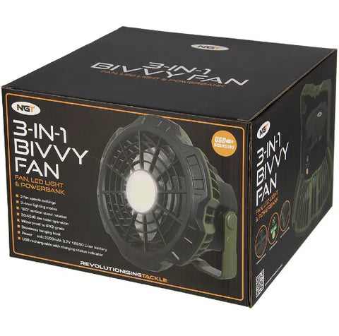 NGT XL Fan - USB Rechargeable fan with light and powerbank (909)