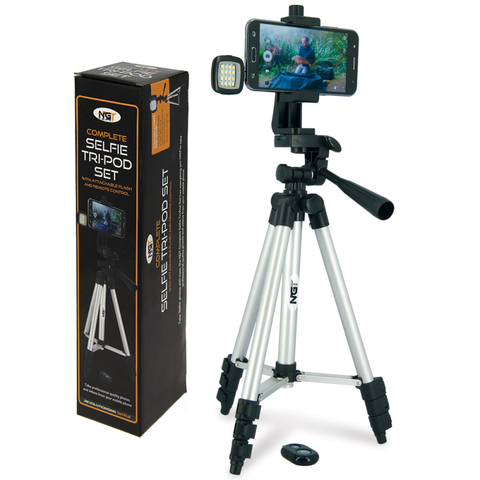Anglers Selfie Tripod - Includes Light and Remote and a Lightning to Aux adapter