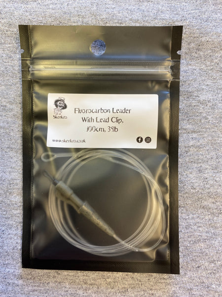 Fused Fluorocarbon Leader 35lb, 100cm with Lead Clip